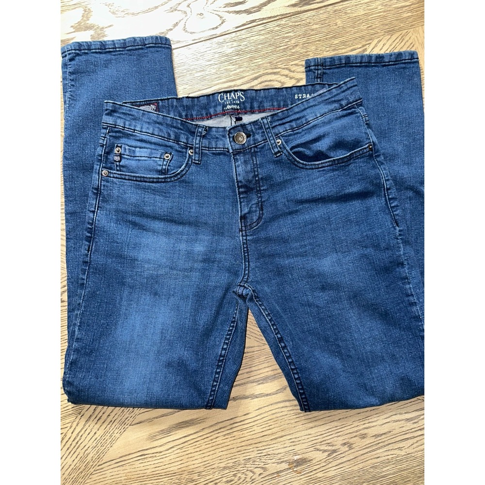 Chaps Jeans Men 32x34 Blue Straight Dark‎ Wash Denim Jeans Pants
